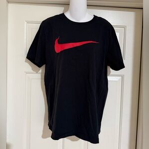 Nike Black Short Sleeve Tee with Red Swoosh